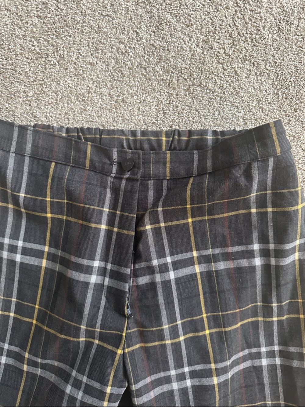 Valfre black Plaid Women's Straight-Leg Pants with Yellow Accents and gray M - Picture 2 of 5